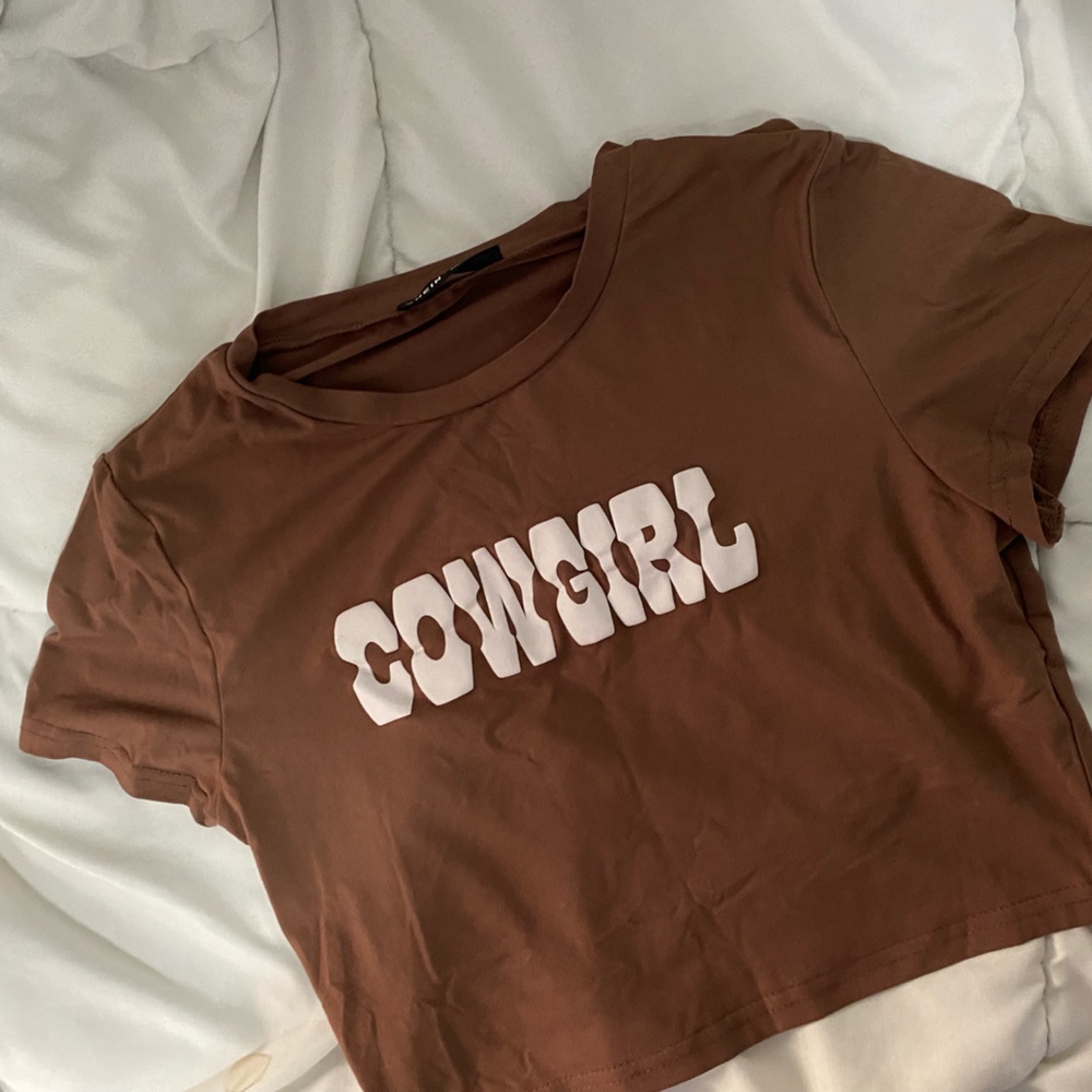 Cowgirl brown crop top